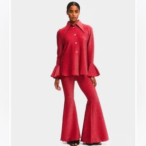 Sleeper Red Flared Sleeve Top & pants.